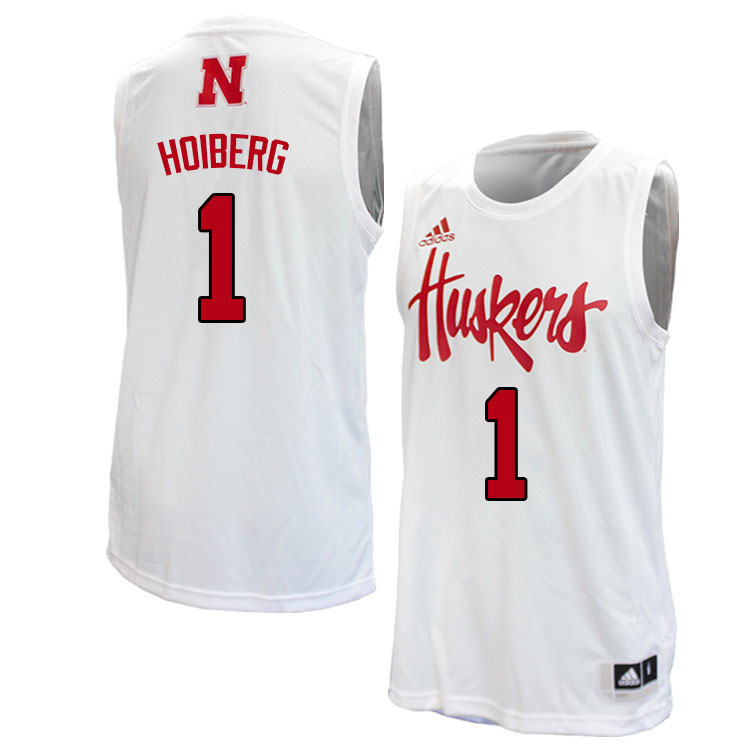 Men #1 Sam Hoiberg Nebraska Cornhuskers College Basketball Jerseys Sale-White